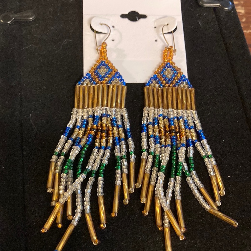 Vintage handmade beaded chandelier earrings